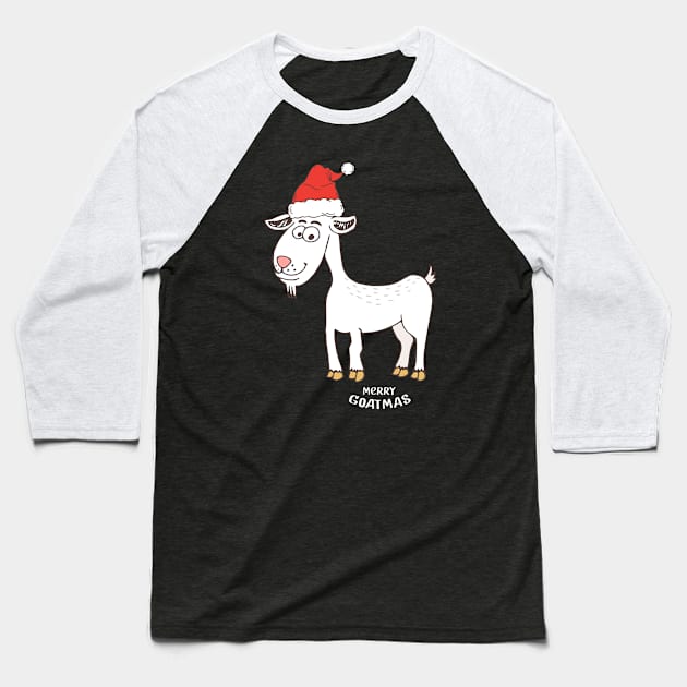 Merry Goatmas Baseball T-Shirt by Wintrly